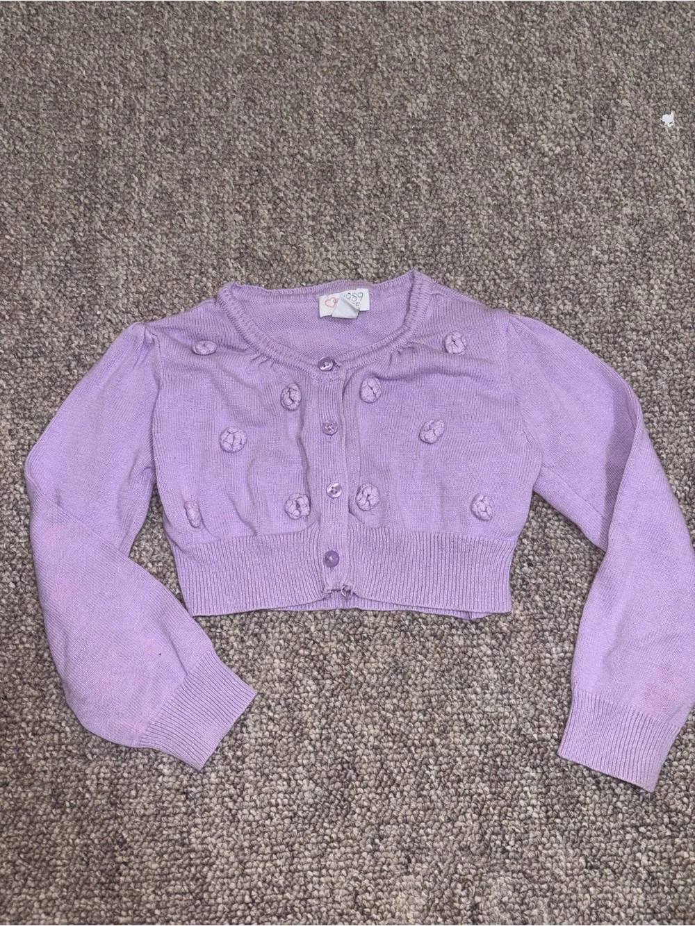 Girls' Lavender Knit Cardigan Cropped Sweater